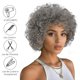 thumbnail image 3 of Peluca corta, rizada, afro, 30 cm, gris, disfraz de cosplay, 180 g, 3 of 3