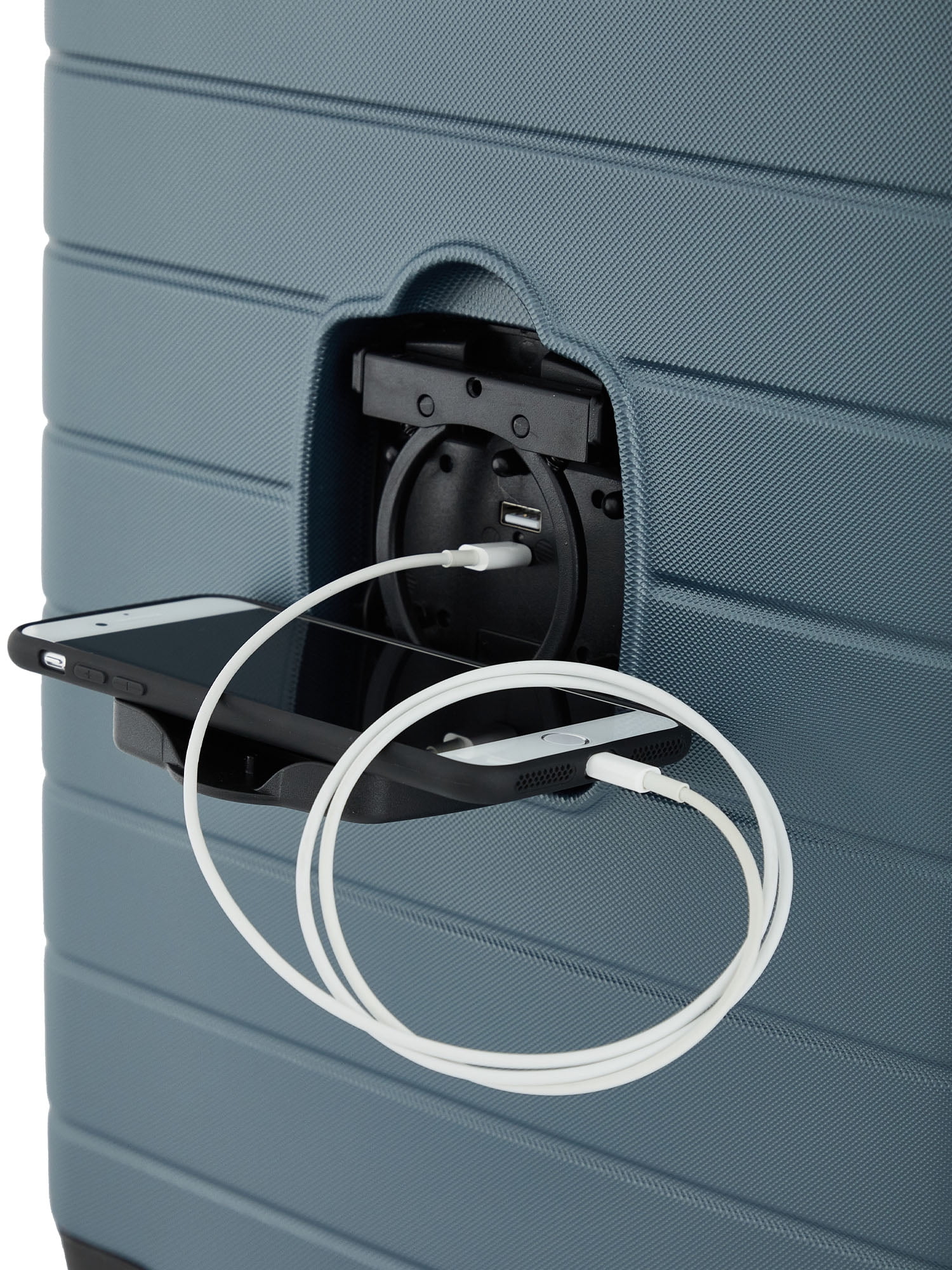 Wrangler 2-Piece Expandable Rolling Hard Side Spinner Carry-on Set with Patented 4-in1 Cup Holder, Indian Teal