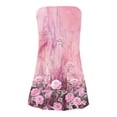 thumbnail image 5 of Women's Strapless Bandeau Dress Gradient Floral Print Casual Summer Dress with Layered Skirt and Back Zipper for Rooftop Parties,Blue L, 5 of 5