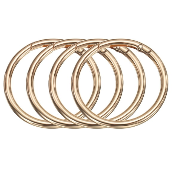 Uxcell 4pcs Metal Spring O Rings 2" Trigger Spring Keyrings Buckle Round Snap Clip for DIY Keychains Bag Purse Handbag Gold