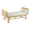 thumbnail image 6 of DecMode Rattan Wrapped Bench with White Fabric Seat and Side Cushions, Light Brown, 6 of 9