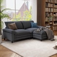 thumbnail image 5 of Linor Cloud Couch with Ottoman, Velvet and Wood Deep Seat Sectional Sofa, Deep Gray, 5 of 7
