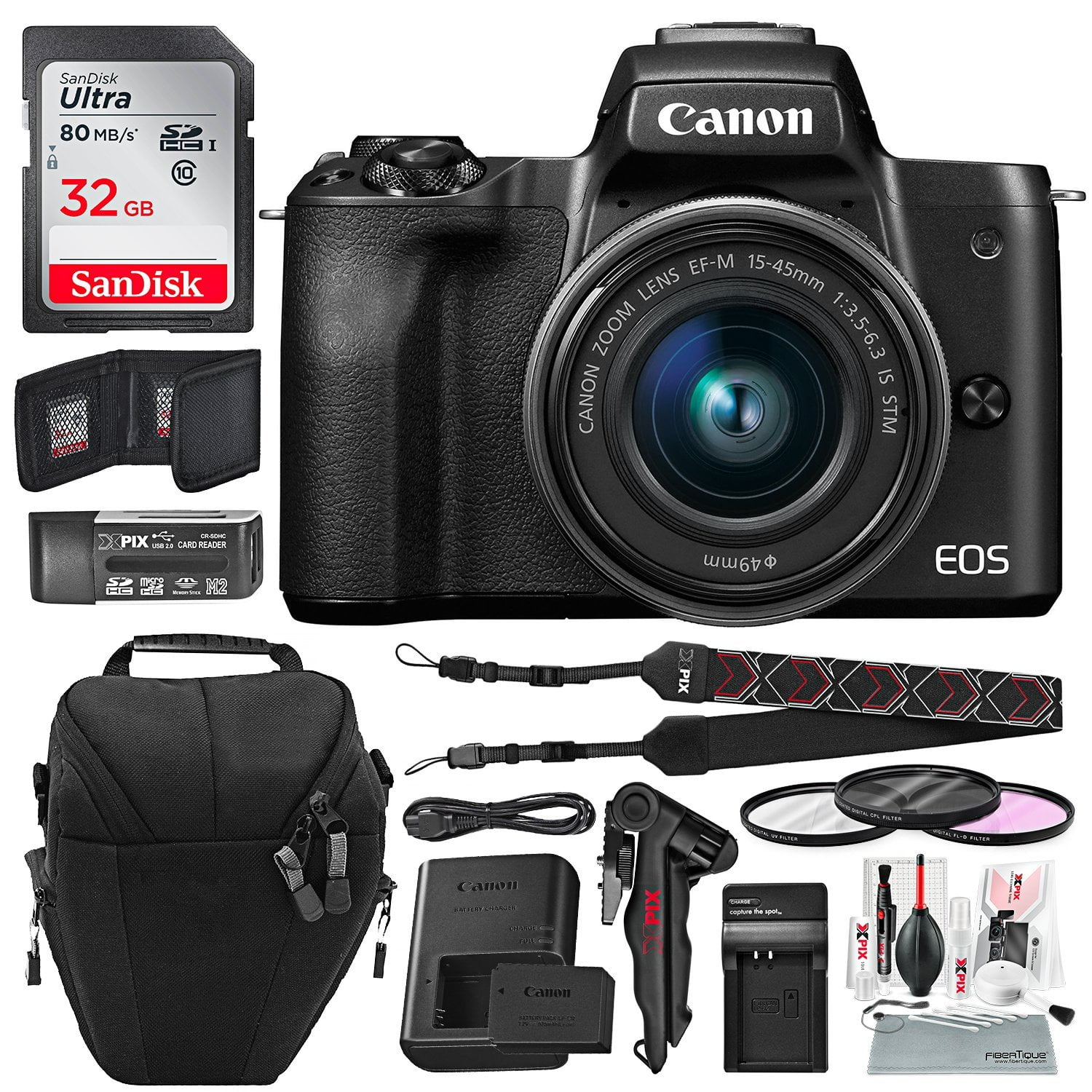 Canon EOS M50 Mirrorless Digital Camera with EFM 1545mm Lens (Black