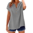 thumbnail image 2 of Seductiva Women's Classic-Fit Short Sleeve Women's Fashion Casual V Neck Button Women Short Sleeve Top Dressy Fashion Trendy Clothes 2025 Womens Tops, 2 of 7