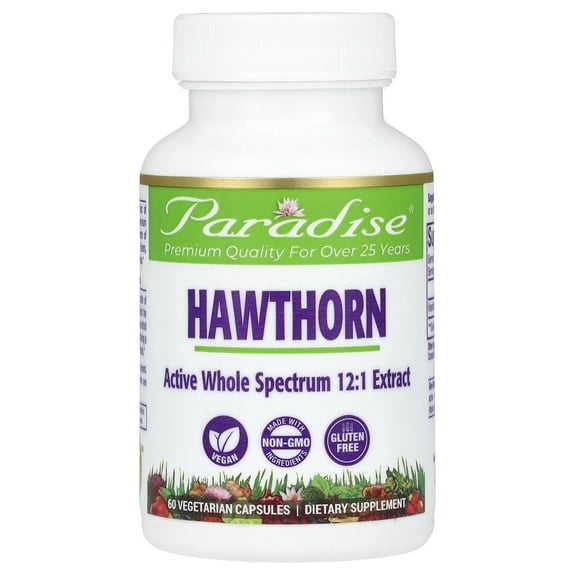 Paradise Herbs Hawthorn, 250 mg, 60 Vegetarian Capsules