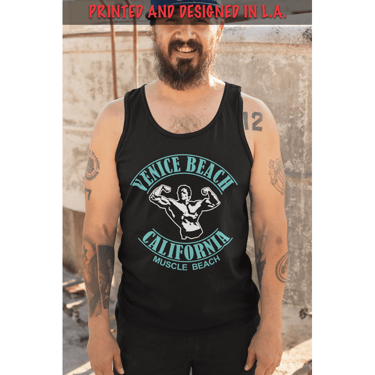 Mens California Beach Venice Tank Shirt Top Beach Graphic Muscle