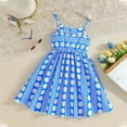 thumbnail image 2 of Rggeeun Toddler Summer Girls Large Sized Straps Dress With Blue Striped And Flower Pattern Casual French Style Dress Stylish O-Neck Sundress, 2 of 9