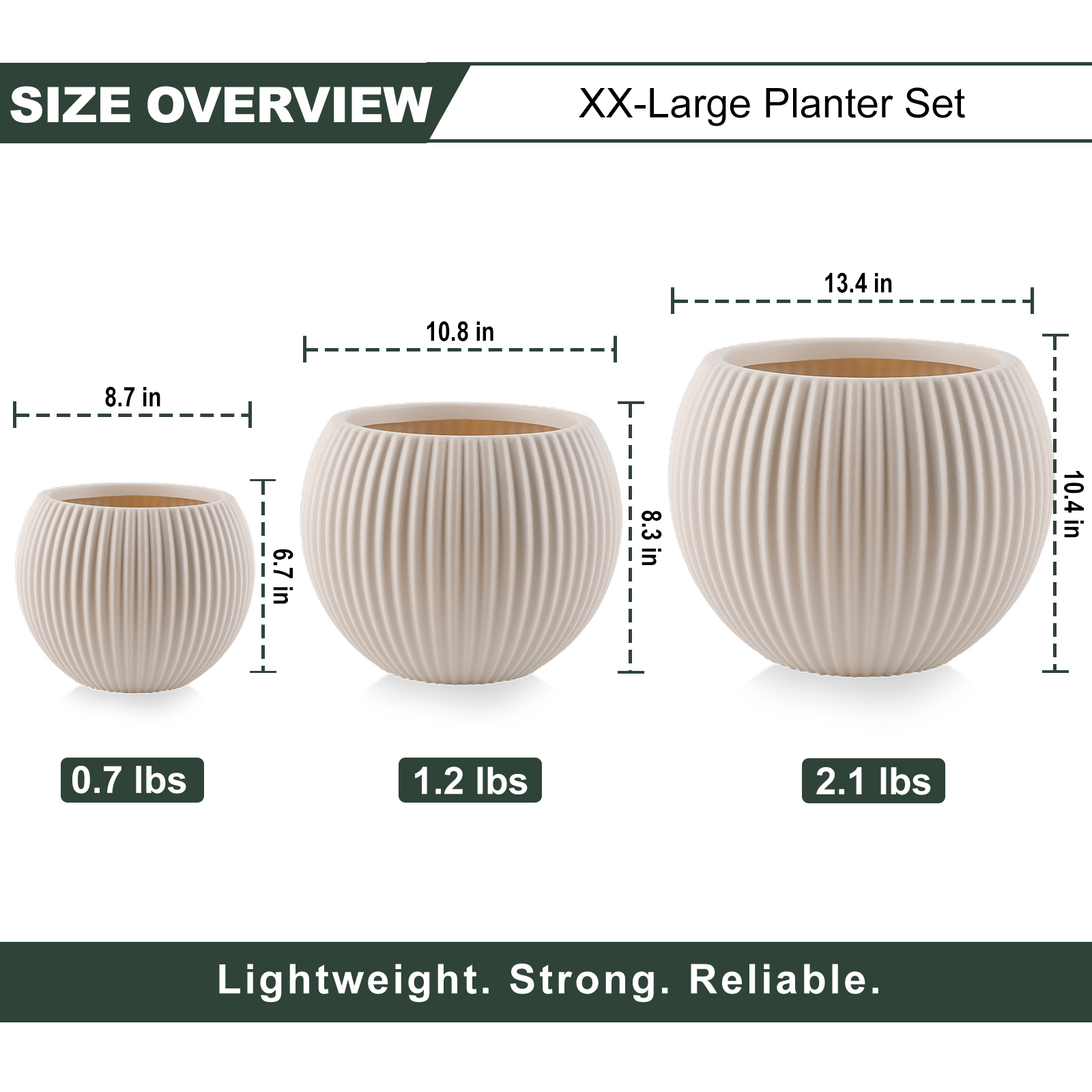 Foukus Large Concrete-Like Planters, Set of 3, Ivory photo 3