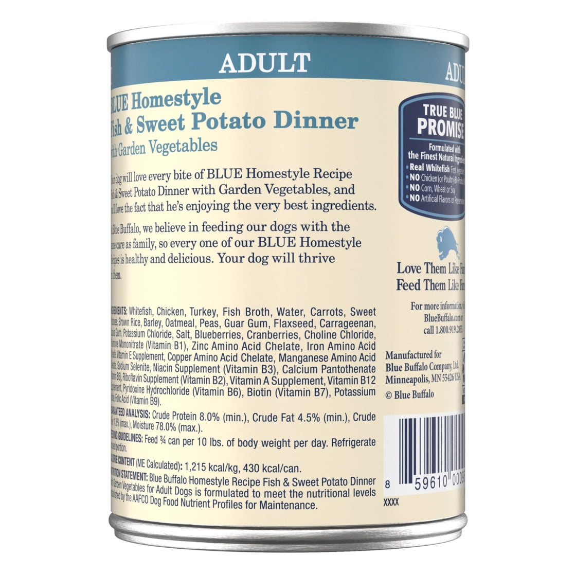 Blue Buffalo Homestyle Recipe Adult Wet Dog Food, Fish & Sweet Potato Dinner, 12.5-oz. Can