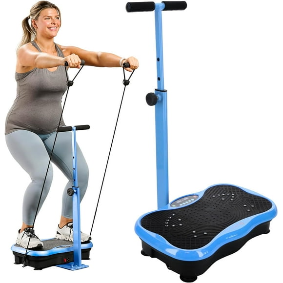Lifepro TrimLite Vibration Plate Exercise Machine with Handlebars – Whole Body Vibrating Plate for Weight Loss, Lymphatic Drainage & Home Fitness – 99 Speed Levels, Resistance Bands - Blue