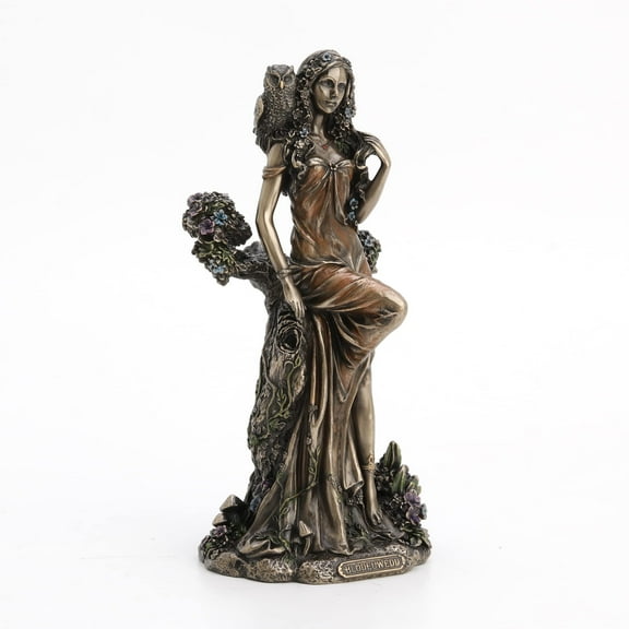 Blodeuwedd Celtic Goddess of Spring and Flowers Cold Cast Resin Antique Bronze Finish Statue