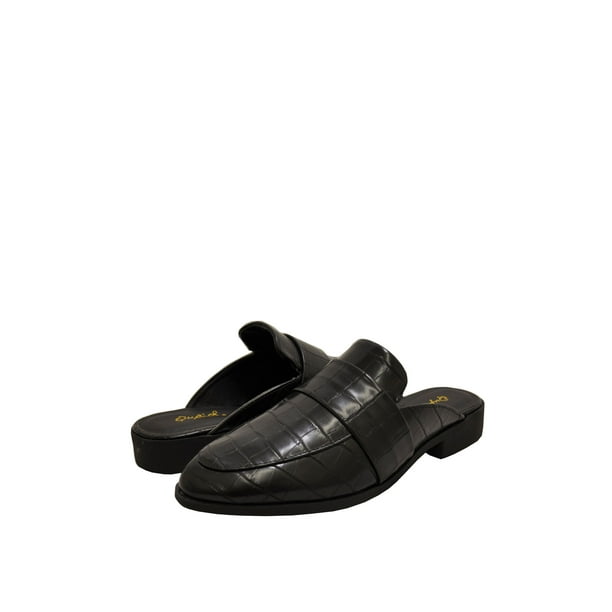 qupid flat trim loafer mules