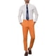 thumbnail image 2 of Pantalones de vestir de corte slim a cuadros para hombre con bolsillos 30 naranja, 2 of 6