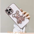 thumbnail image 3 of Electroplated for iPhone 14 Pro Max Case for Women Luxury Quicksand Case with Built-in Camera Lens Protector Clear Glitter Sparkly Bear Slim Shockproof Full Body Protecive Case (Pink), 3 of 12
