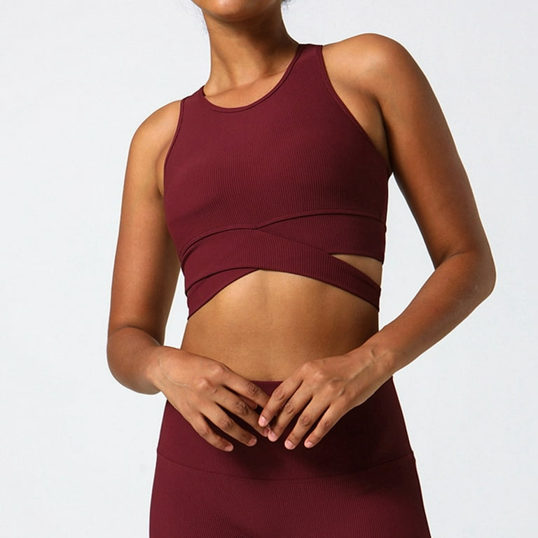 EHQJNJ Camisole Tops for Women Tummy Control Women's Longline Sports Bra  High Impact Yoga Tops Built in Bra Crop Top Sports Bra Wireless Racerback  Bra