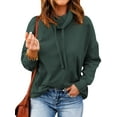 thumbnail image 4 of HUBERY Women Drawstring Heap Neck Long Sleeve Solid Color Pullover Top, 4 of 7