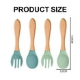thumbnail image 3 of 4pcs wooden handle silicone spoon fork baby children fork spoon silicone fork spoon long handle fork spoon, 3 of 5