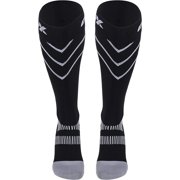 CSX 20-30 mmHg Compression Socks for Men and Women, Knee High, Recovery Support, Athletic Sport Fit, Silver on Black, Medium