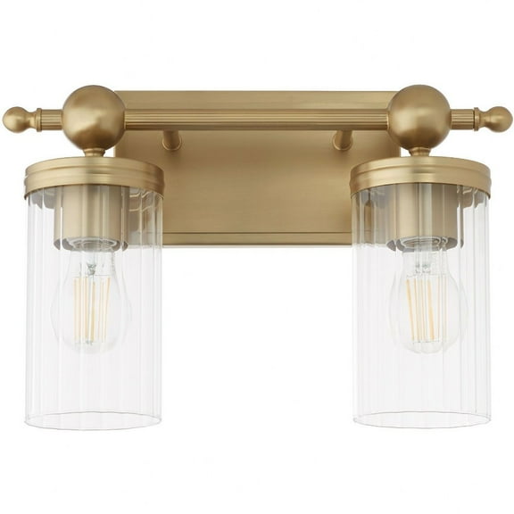 Lee Boulevard 2 - Light Aged Brass Brass Glass And Steel Wall Sconce