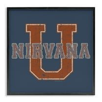 Stupell Industries Nirvana U Varsity Style Text & Numbers Painting Black Framed Art Print Wall Art, 12 x 12