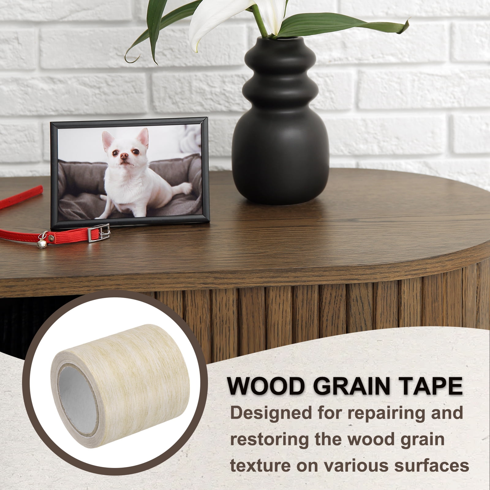 Uxcell Wood Grain Tape, Self-Adhesive Wood Texture Repair Tape for Furniture Light Yellow Oak 2.2" x 15 Ft