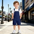 thumbnail image 6 of Landzoo Toddler Kids Girls Shorts Solid Color Elastic Waist With Pockets Summer Loose Fit Girls Overalls Shorts Size 8-9 Years Dark Blue, 6 of 9