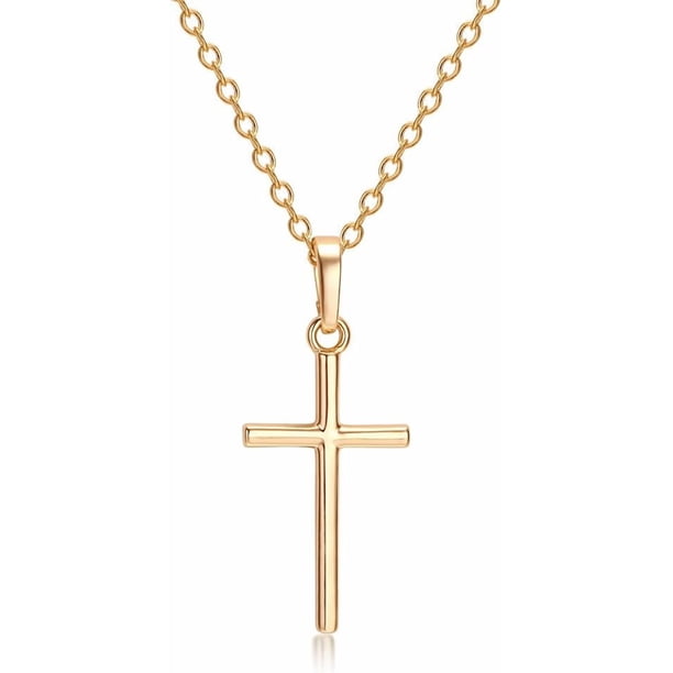Collar con colgante de circonita cúbica de latón chapado en oro real de 18 quilates de 18 pulgadas para mujer