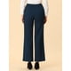 thumbnail image 4 of INSPIRE CHIC Pantalones de trabajo de cintura alta para mujer Pantalones de pierna ancha con hebilla trasera elástica Azul oscuro S, 4 of 5