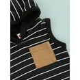 thumbnail image 6 of Biekopu Baby Boys Summer Suit, Sleeveless Hooded Striped Print Vest Tops + Casual Drawstring Short Pants,0-3 Years, 6 of 8