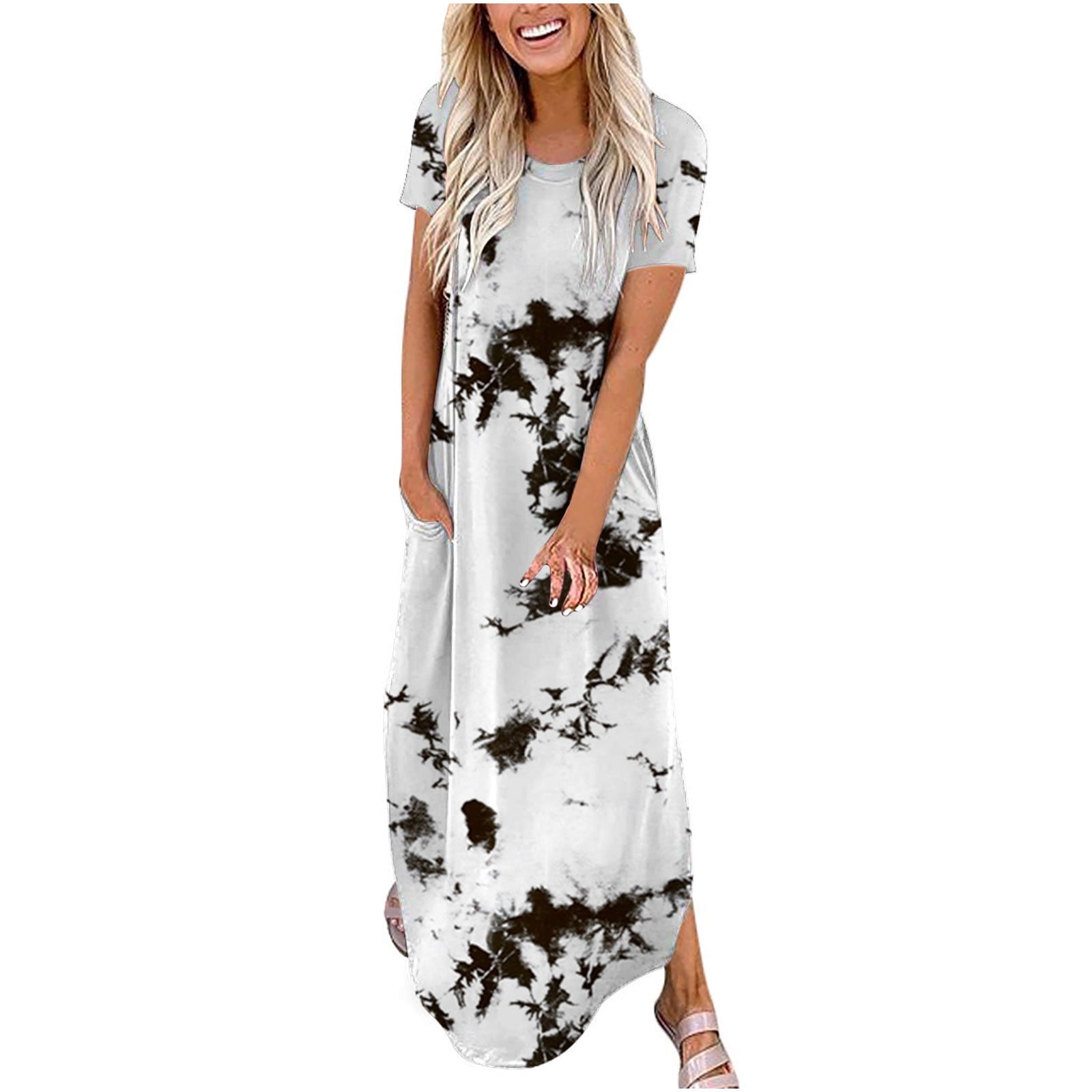 Leesechin Clearance Womens Dresses Plus Size Maxi Summer Casual Cross ...