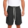 thumbnail image 2 of Men's Baggy Shorts Drawstring Elastic Waist Shorts with Pockets Casual Classic Fit Summer Beach Vacation Shorts Moisture Wicking Mid-Length Chino Golf Shorts,Black M, 2 of 5