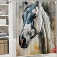 thumbnail image 6 of Awypu Chic Modern Bathroom Decor Watercolor Horse Waterproof Shower Curtain Multiple Sizes White, 6 of 7