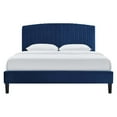 thumbnail image 4 of Modway Alessi Performance Velvet King Platform Bed in Navy, 4 of 9