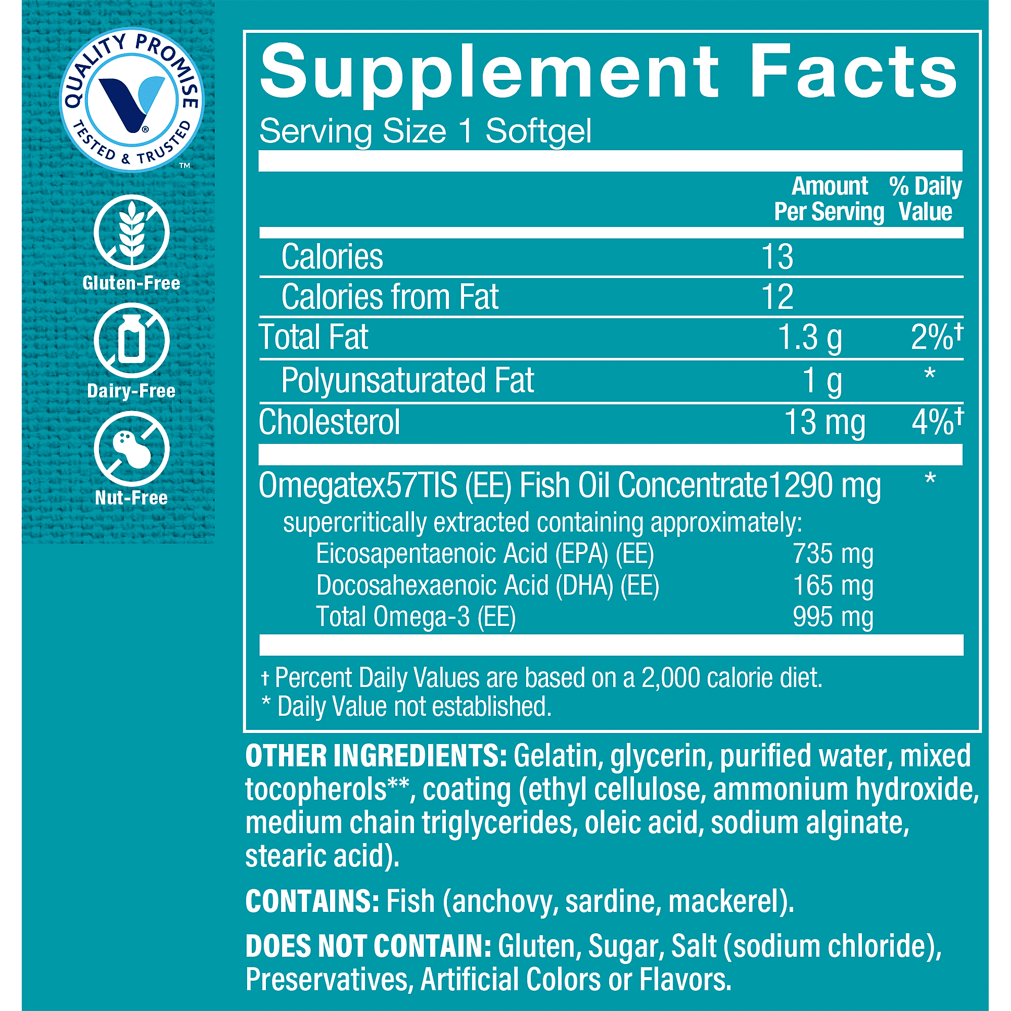 Buy The Vitamin Shoppe Omega 3 Fish Oil 1290mg, EPA 735mg DHA 165mg