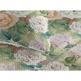 thumbnail image 3 of Ambesonne Floral Design Quilted Bedspread Set 3 Pcs, Nostalgic Rose Art, Twin, Peacock Green Champagne, 3 of 4