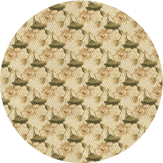 Ahgly Company Machine Washable Indoor Round Transitional Cinnamon Brown Area Rugs, 7' Round