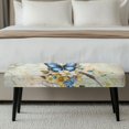 thumbnail image 5 of CHAQLIN Butterfly Vintage Letter Elastic Bottom Bench Seat Cover, Washable Poly Spandex Bench Slipcover for Living Room Dining Room, 5 of 9