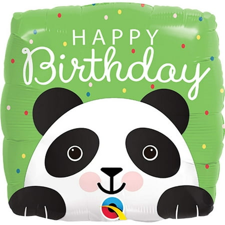 18 inch Birthday Panda Qualatex Foil Mylar Balloon - Party Supplies Decorations