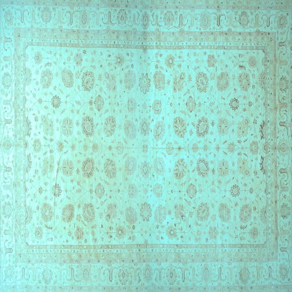 Ahgly Company Indoor Square Oriental Light Blue Traditional Area Rugs, 3' Square