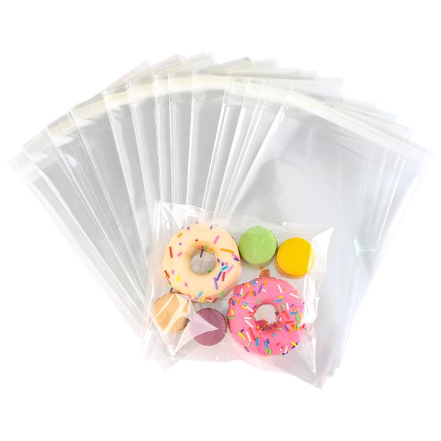 SOMIOCO Bolsas de celofán transparente autoadhesivas pequeñas galletas de violonchelo bolsas de golosinas autosellantes 1,4 mil para regalos de golosinas tarjetas de jabón de panadería 200 piezas 6 x