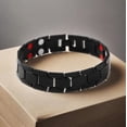 thumbnail image 2 of Bracelet Magnétique pour Hommes en Acier Titane avec Double Rangée de 4 Aimants, 2 of 6