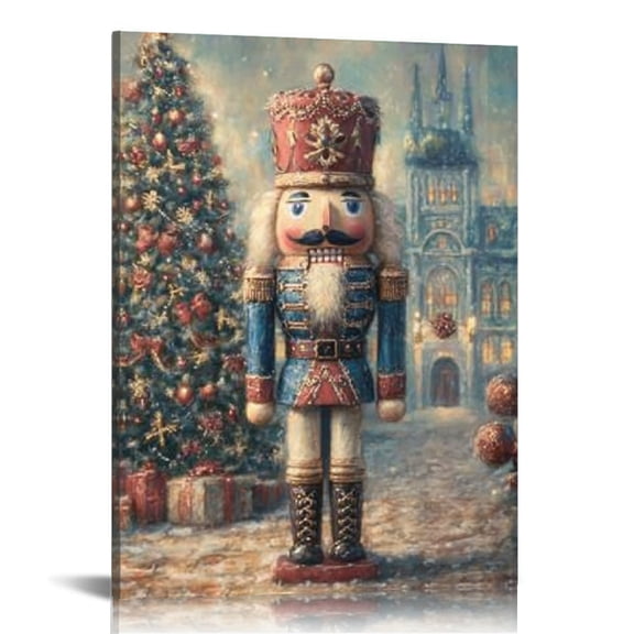 RKSupls Classical Nutcracker Canvas Wall Art, Canvas Prints Wall Art for Living Room Bedroom Bathroom Office, Art Print Painting for New Year Home Decorations,12x16in