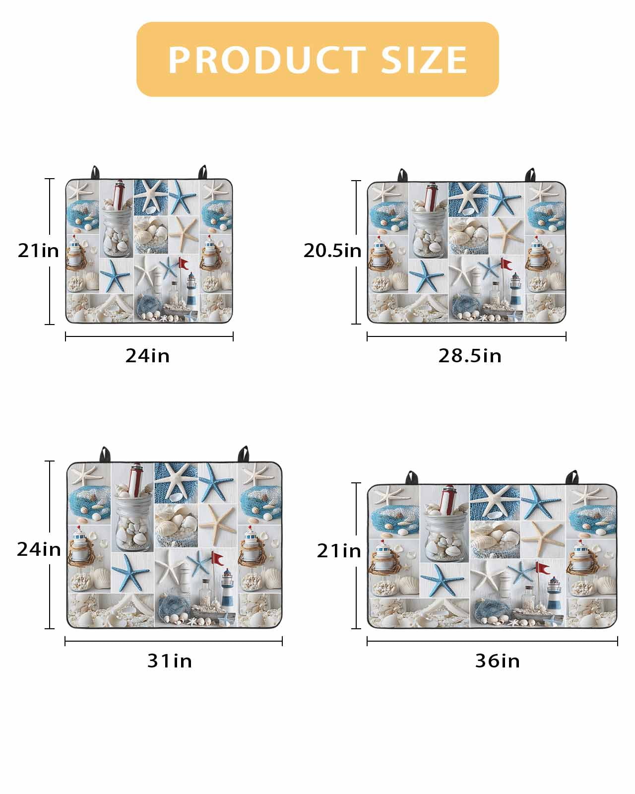 nqOlkjepod Large Induction Cooktop Protector Mat 36"x21", Starfish Stove Top Covers for Electric Stove, Ocean Shell Coastal Nautical Flag Light-house Stove Burner Cover Mats, Glass Top Stove Cover