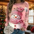 thumbnail image 2 of Xmas Novelty Women's 2025 Christmas Fashion Printed Round Neck Sweatshirt - Loose Drop Shoulder Long Sleeve Capless Top, Festive Snowflake Graphic Pullover, Comfy Holiday Novelty Outfit, 2 of 4