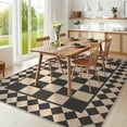 thumbnail image 2 of FairOnly 8'x10'Checkerboard & Diamond Washable Area Rug for Bedroom Non Slip Ultra Thin Pet Friendly Geometric Carpet for Modern Living Room,Black Camel, 2 of 7