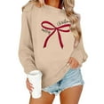 thumbnail image 2 of SwiftWear Women's Merry Christmas Red Bow Sweatshirt - Festive Crewneck Holiday Top Soft Long Sleeve Casual Wear for Seasonal Celebrations Beige, 2 of 9