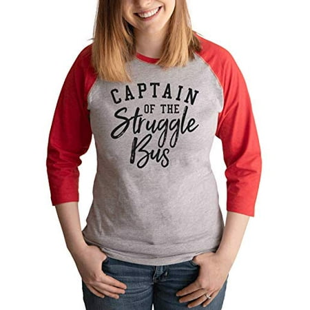 

7 ate 9 Apparel Women s Struggle Bus Funny Raglan Red