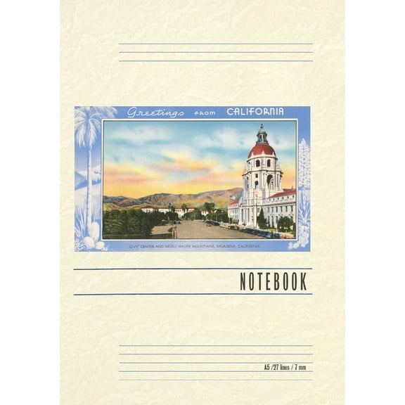 Vintage Lined Notebook Greetings from California, Pasadena, (Paperback)