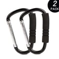 thumbnail image 2 of Ganchos para cochecito Funbliss, paquete de 2 prácticos clips organizadores para bolsa de pañales, gran juego de ganchos para ropa, bolso, comestibles, mamá caminando o de compras (negro) Ormromra WMZL-1829, 2 of 7