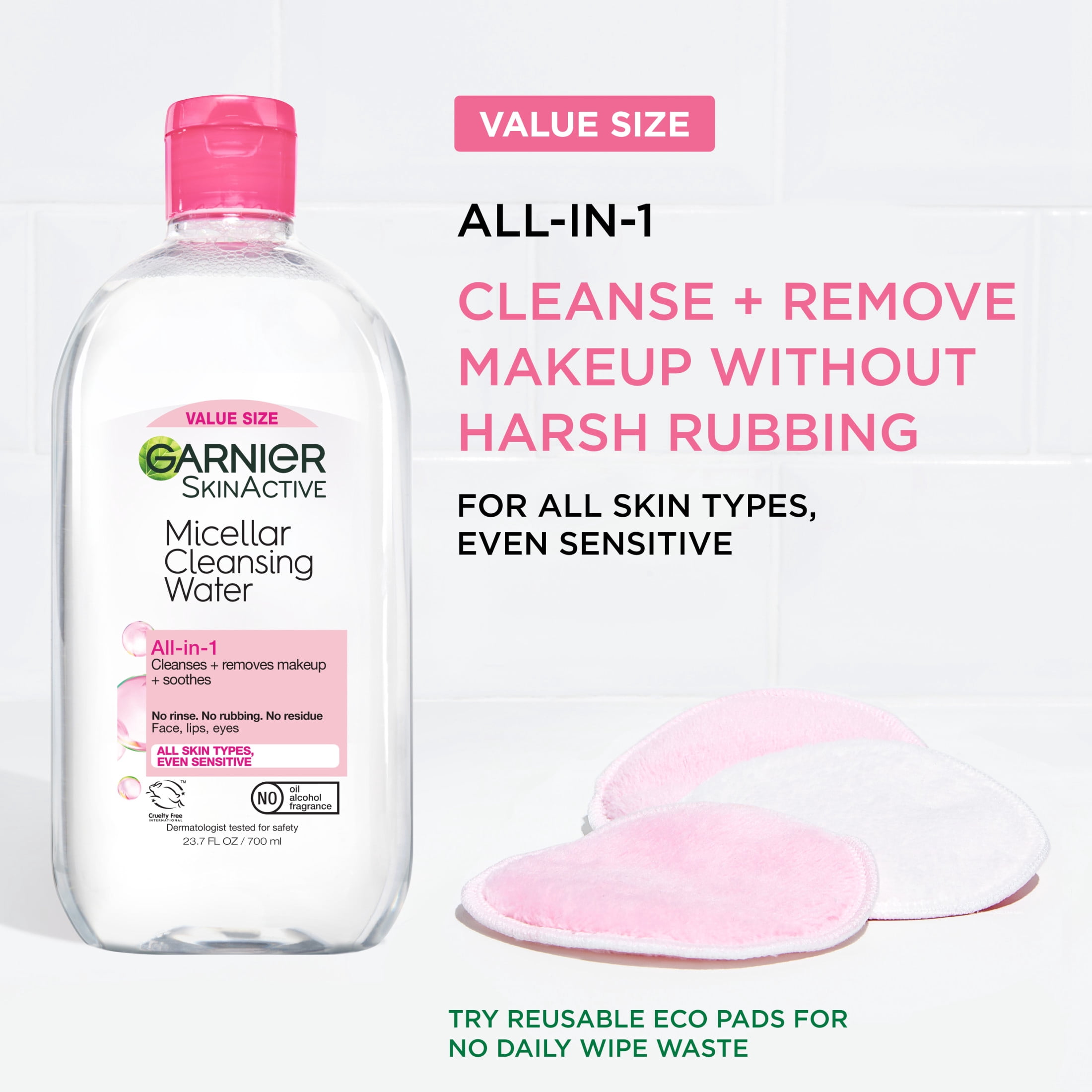 (2 pack) Garnier SkinActive Micellar Cleansing Water All in 1 Makeup Remover, Face Cleanser, 23.7 fl oz